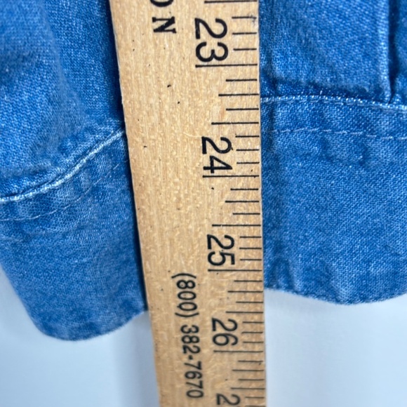 VTG 90s Embroidered Denim Shirt 20W Floral Cottage Granny Boho Retro Button Down - Picture 8 of 9